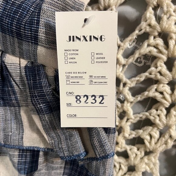 New! Jinxing Sz 4T Romper Jumpsuit Cream Blue Plaid Ruffle C08 - Picture 6 of 8